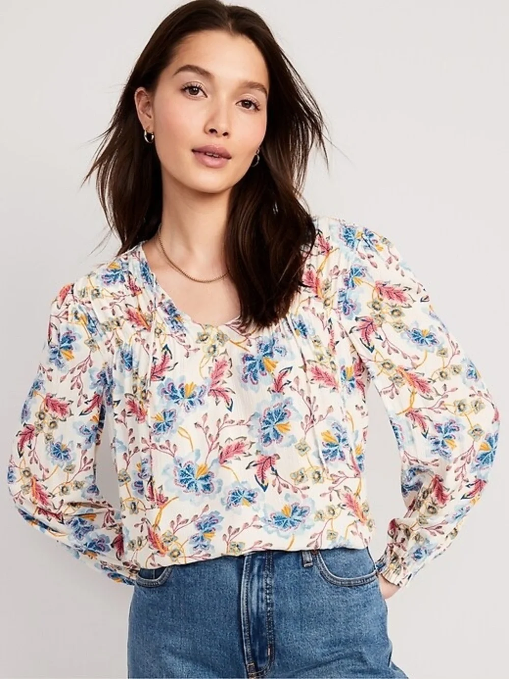 NWOT Old Navy Crinkle Smocked Poet Swing Top
